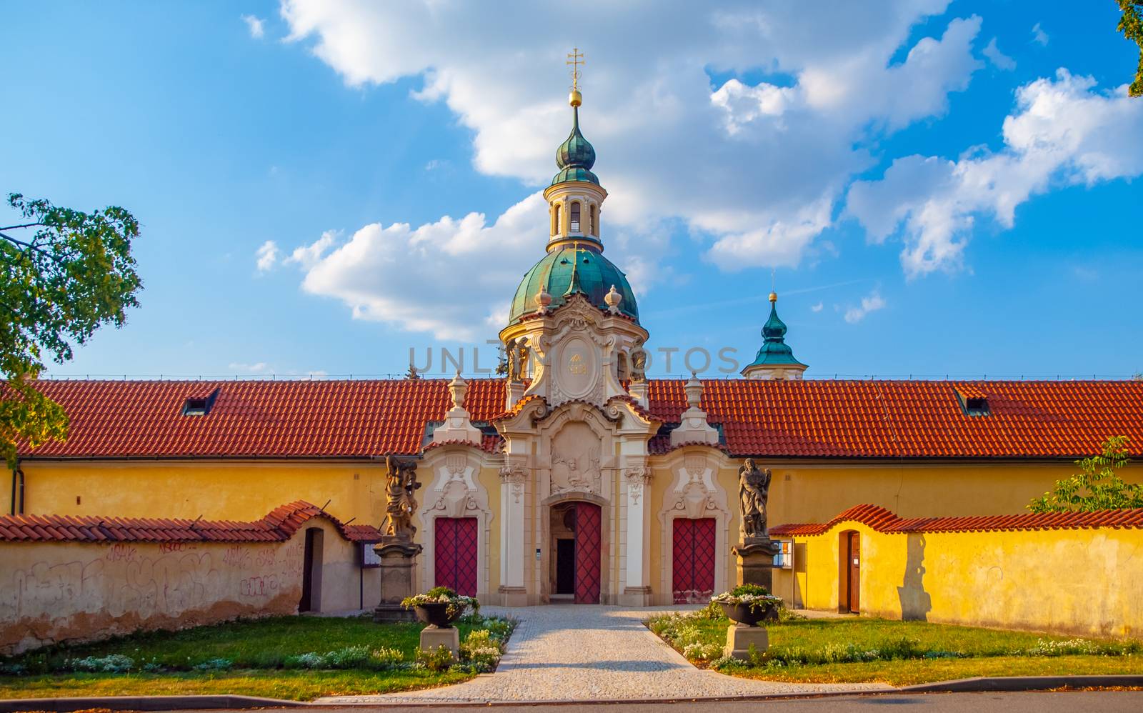 Baroque Church of Our Lady Victorious at Bila Hora in Venio Abbey - Benedictine Monastery, Prague, Czech Republic.