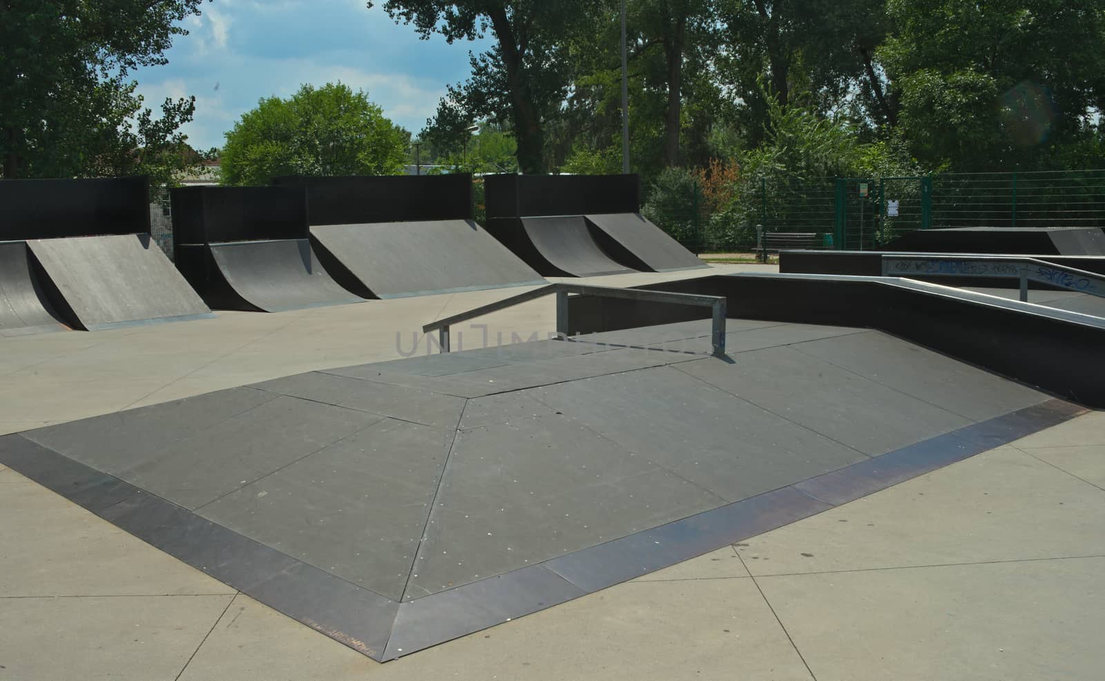 Empty Sports Complex Skateboard Park at Liman park, Novi Sad, Serbia