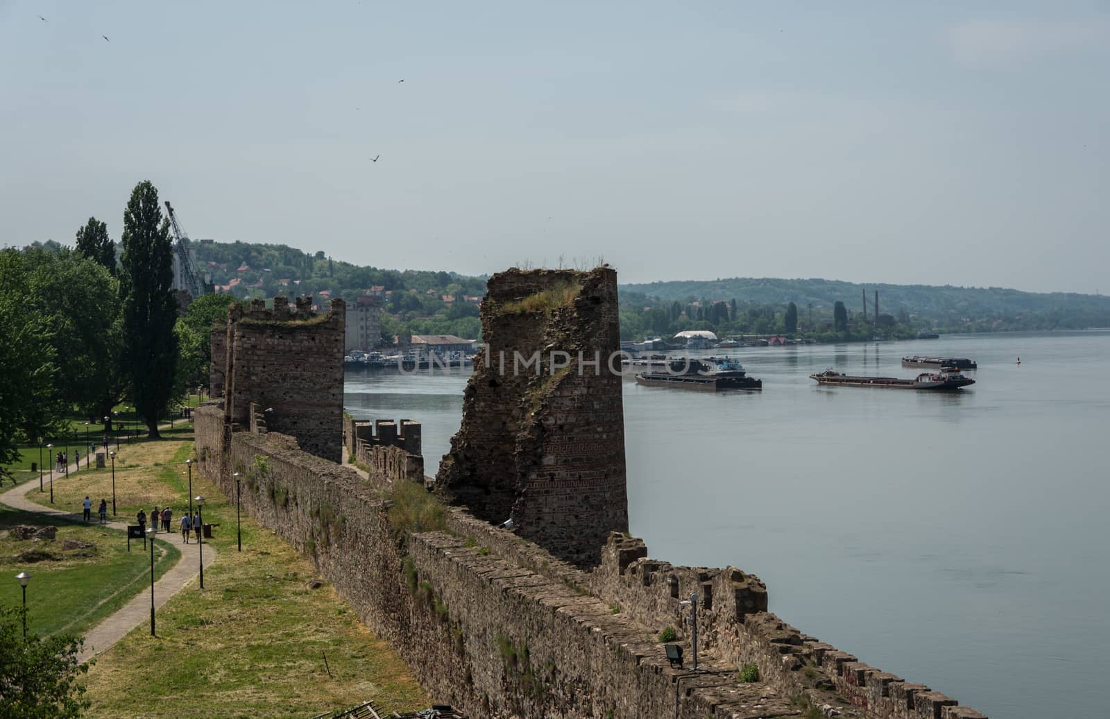 Wall and tower of  Smederevo Fortress is a medieval fortified city in Smederevo, Serbia, which was temporary capital of Serbia in the Middle Ages.