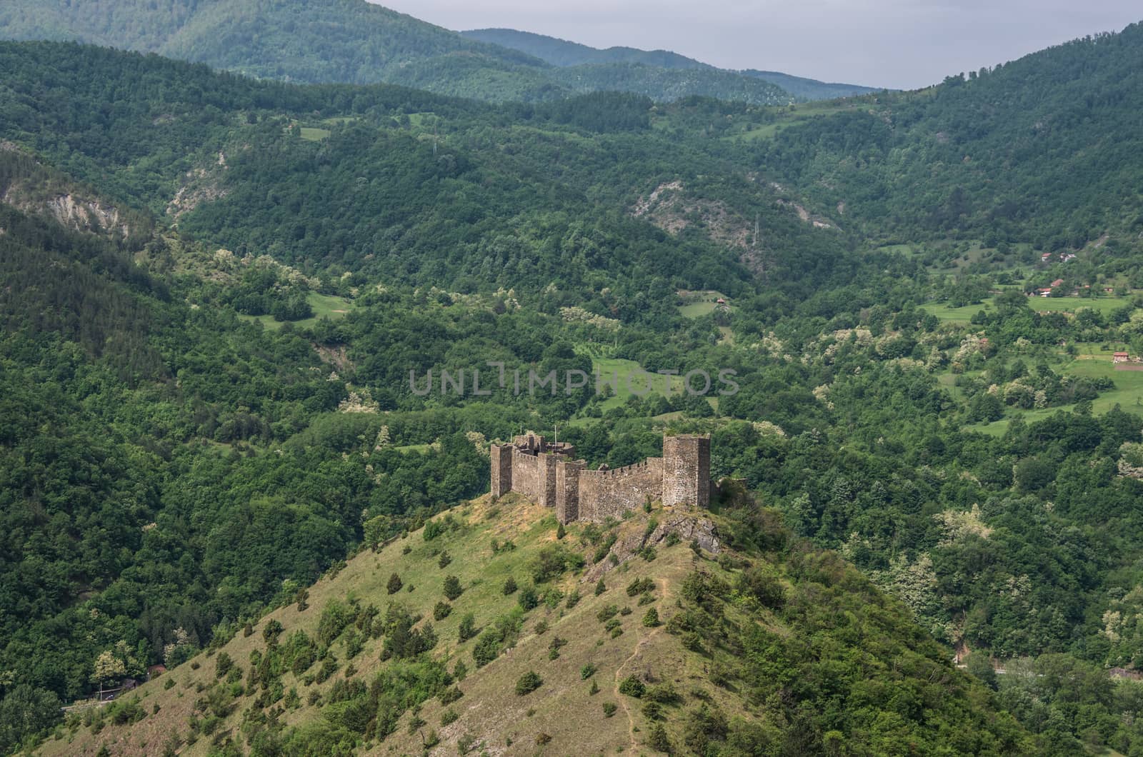 Medieval fortress Maglic on mountain cliff, Serbia