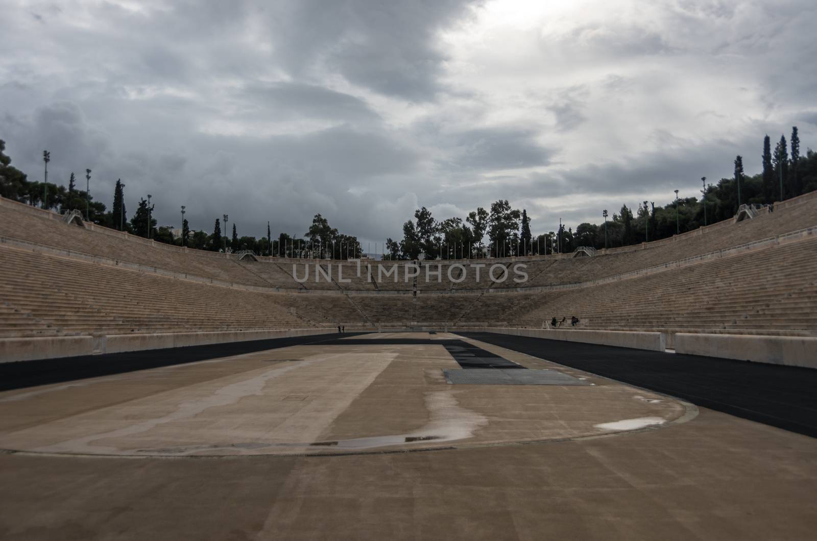 Athens,Greece - December 28, 2017:  The Panathenaic Stadium also known as Kallimarmaro is a multi purpose stadium in Athens, Greece