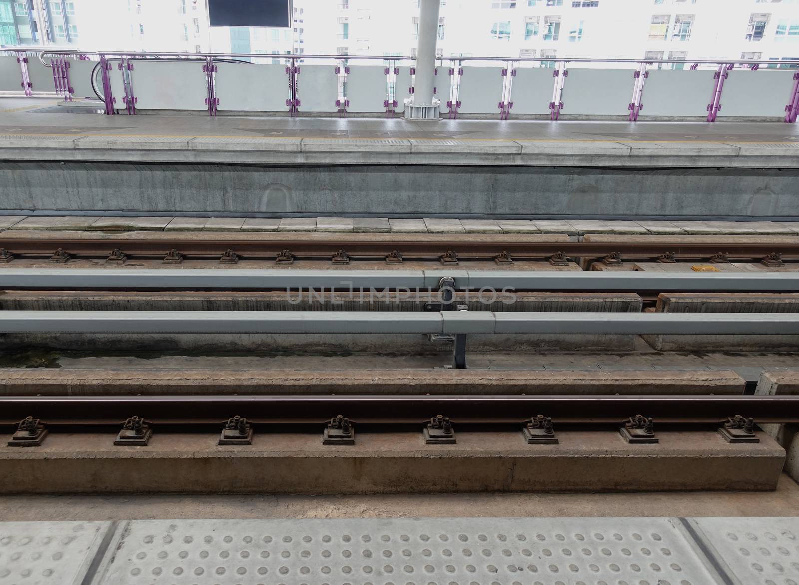 Railway station during waiting sky train by ninun