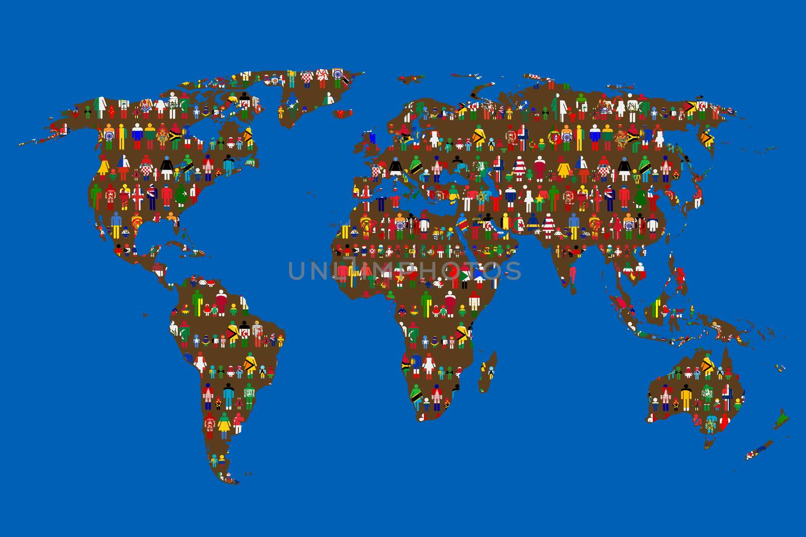 Globalizing concept of World map with people made from flags by hibrida13