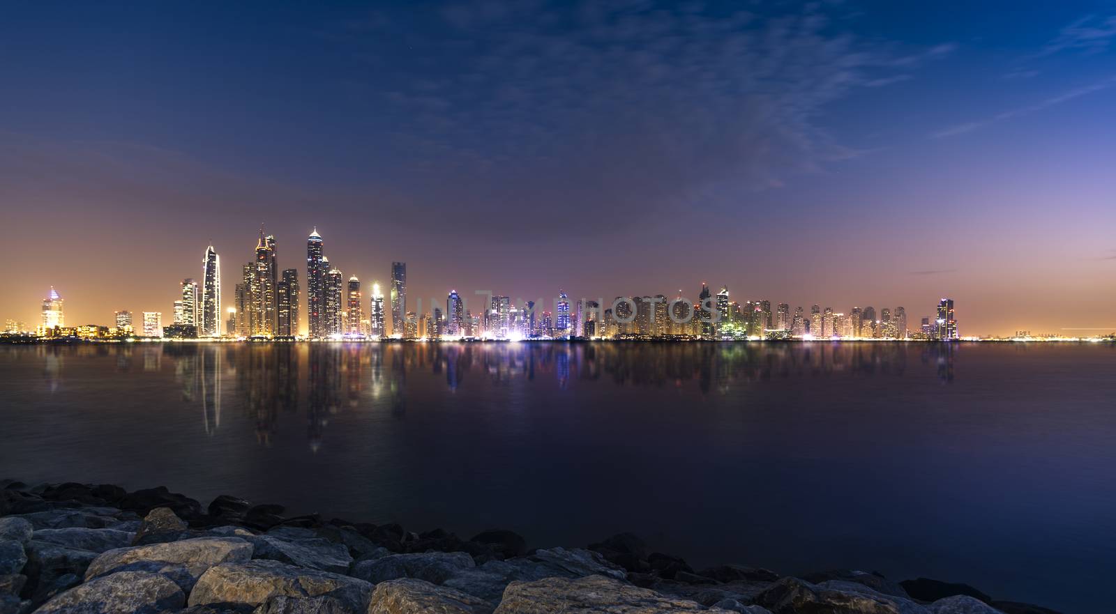 Dubai marina during twilight  by ventdusud