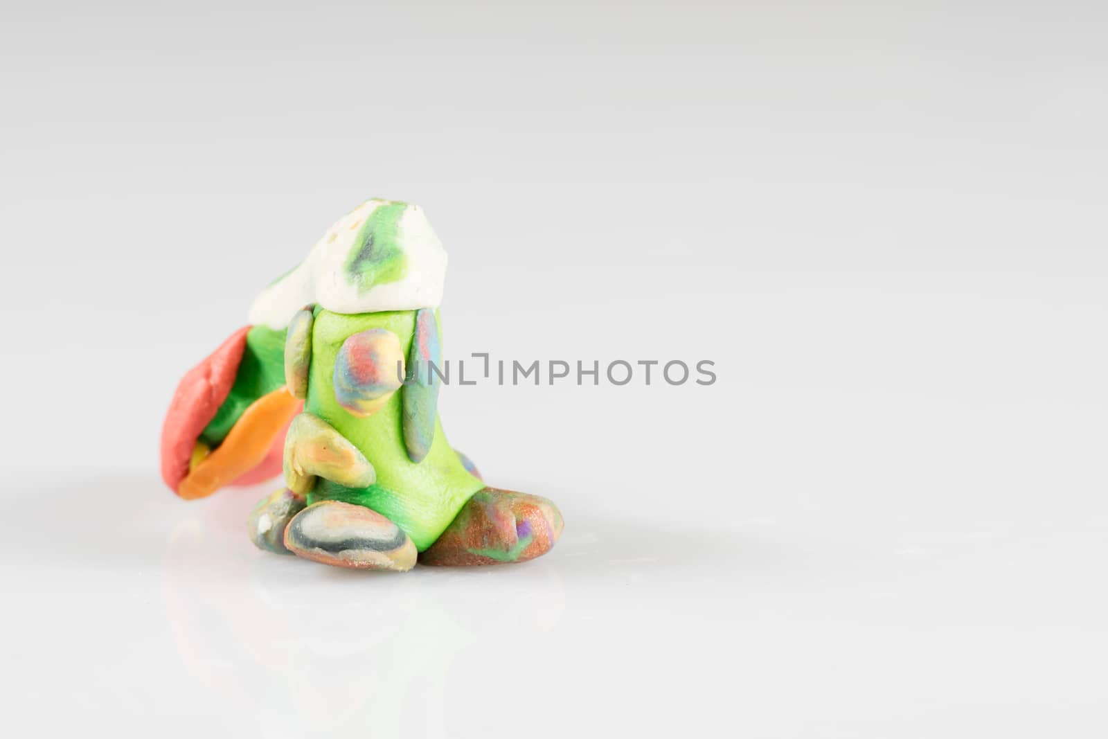 Plasticine figures, children's play, fairy-tale characters, white background