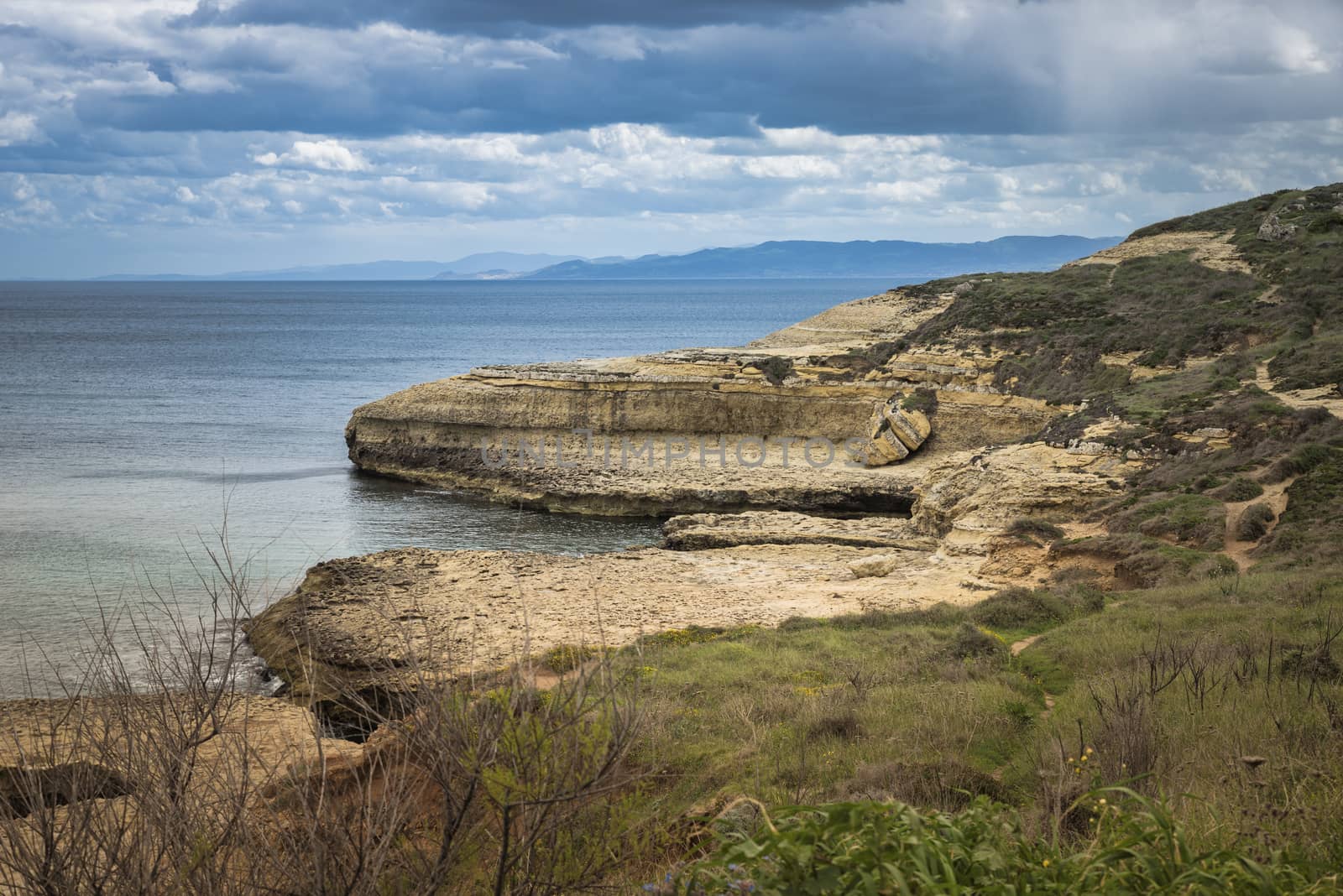 beautifull rocks at the coastline of sardinia island with blue sea mountains and great nature in wild landscape