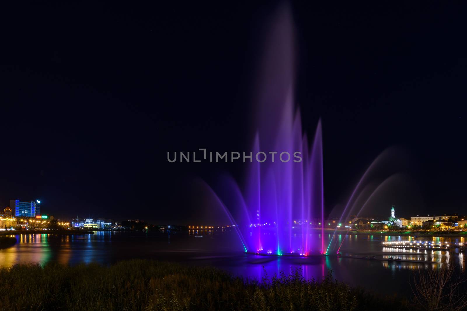 Fountain in Kazan city during a beautiful summer night. by Seva_blsv