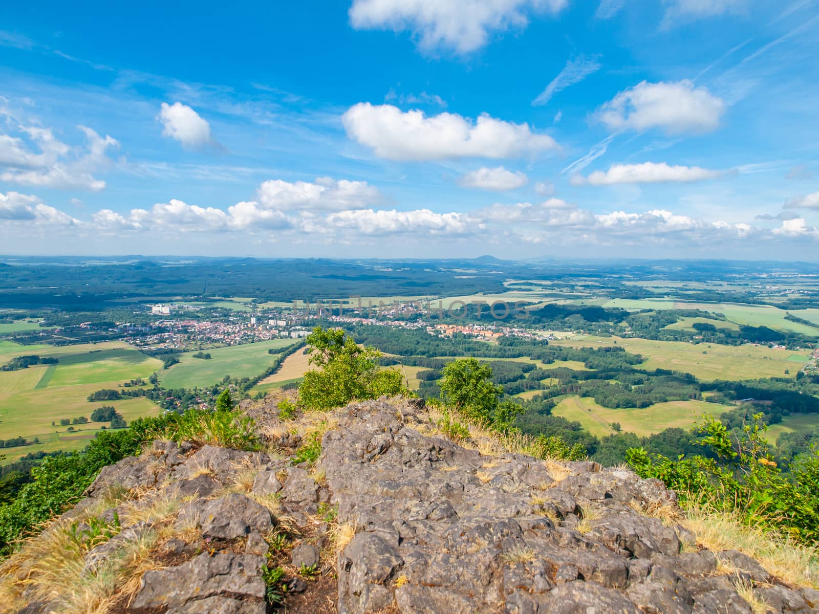 Rural landscape around Mimon on sunny summer day, view from Ralsko mountain, Czech Republic by pyty