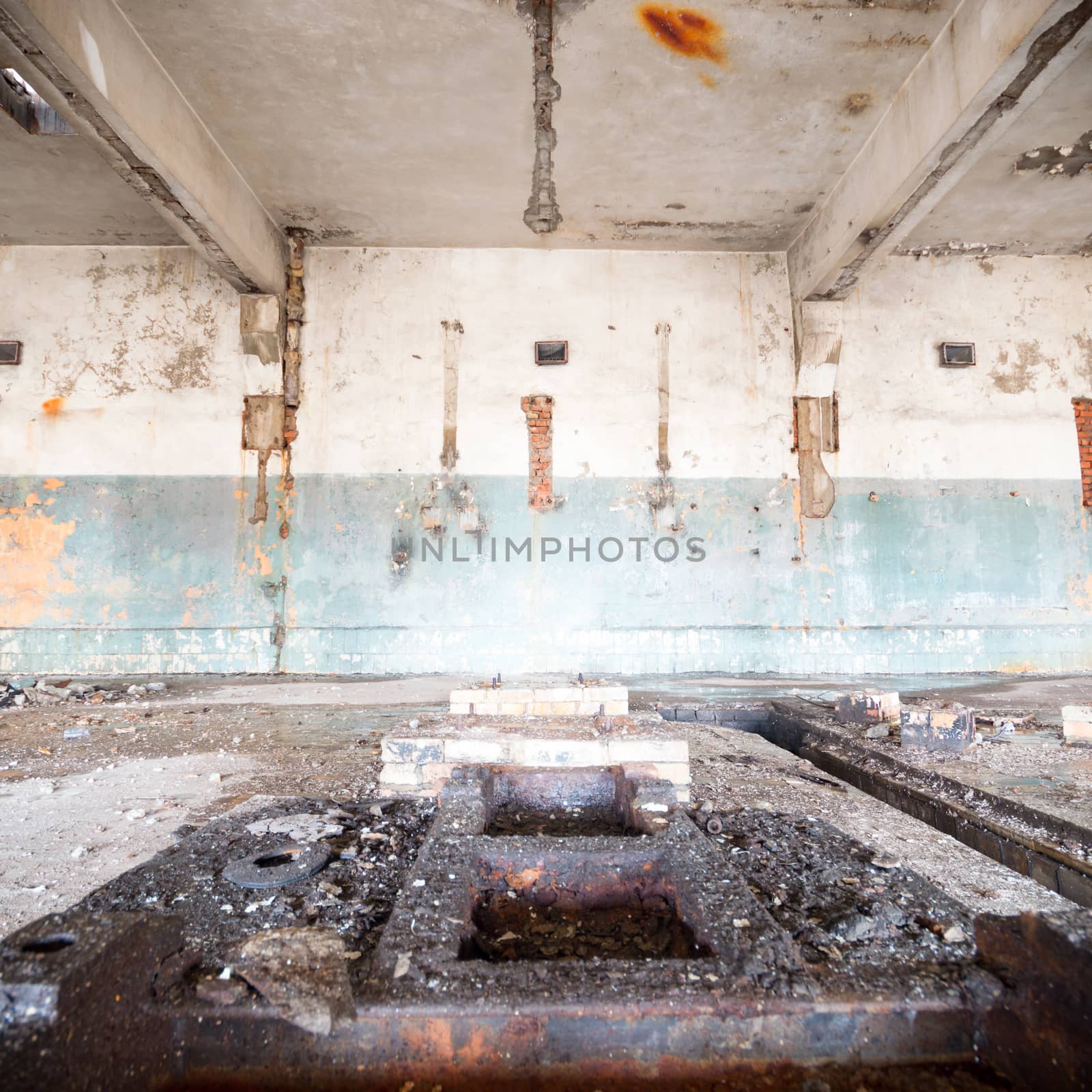 ruins of a very heavily polluted industrial factory, industrial series