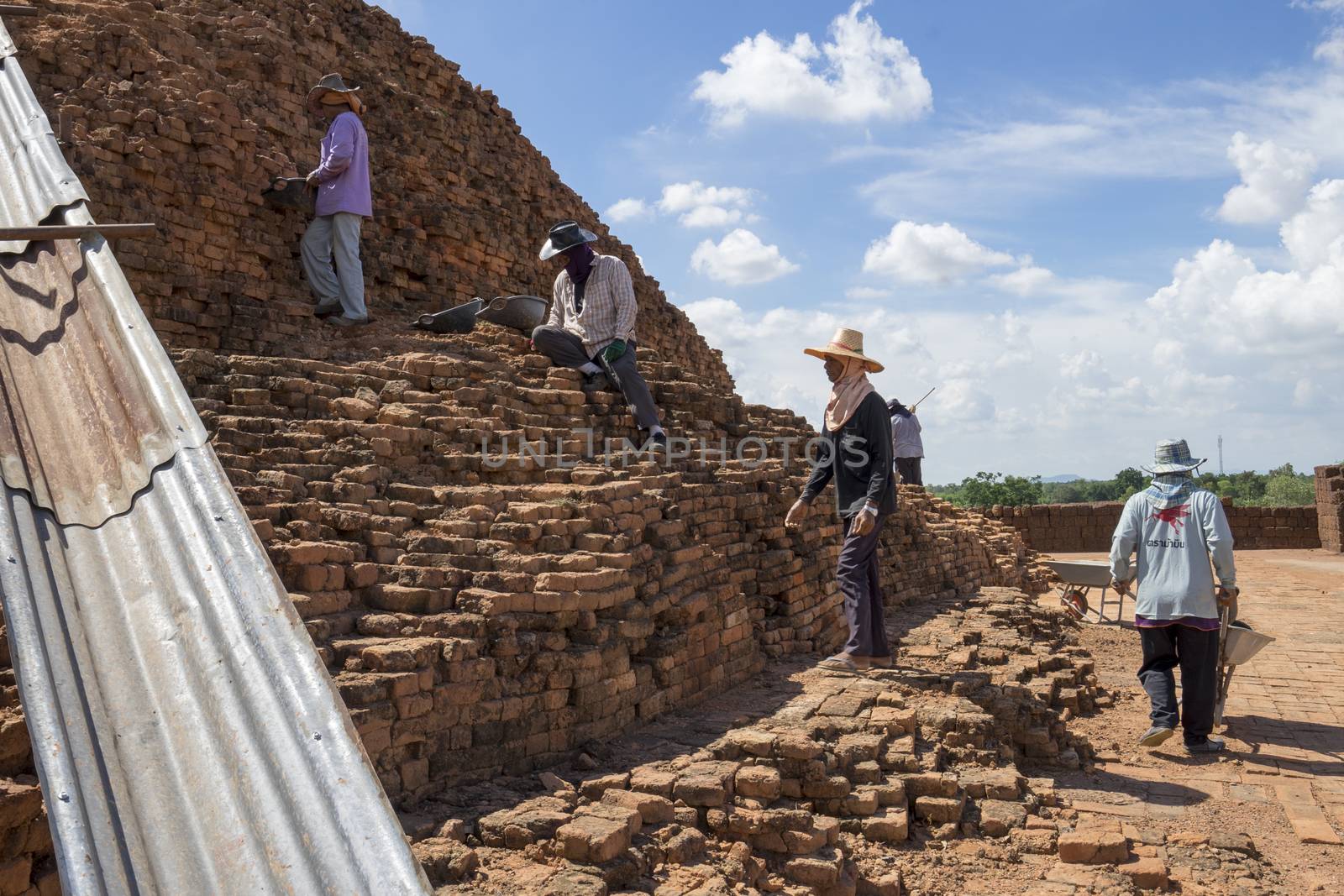 SRITHEPH,THAILAND JUNE 09, 2017 - Workers are renovating the anc by sakchaineung