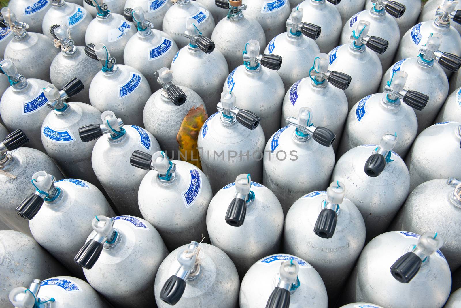 Diving oxygen tank under the sea of ​​diving on the island in Thailand.