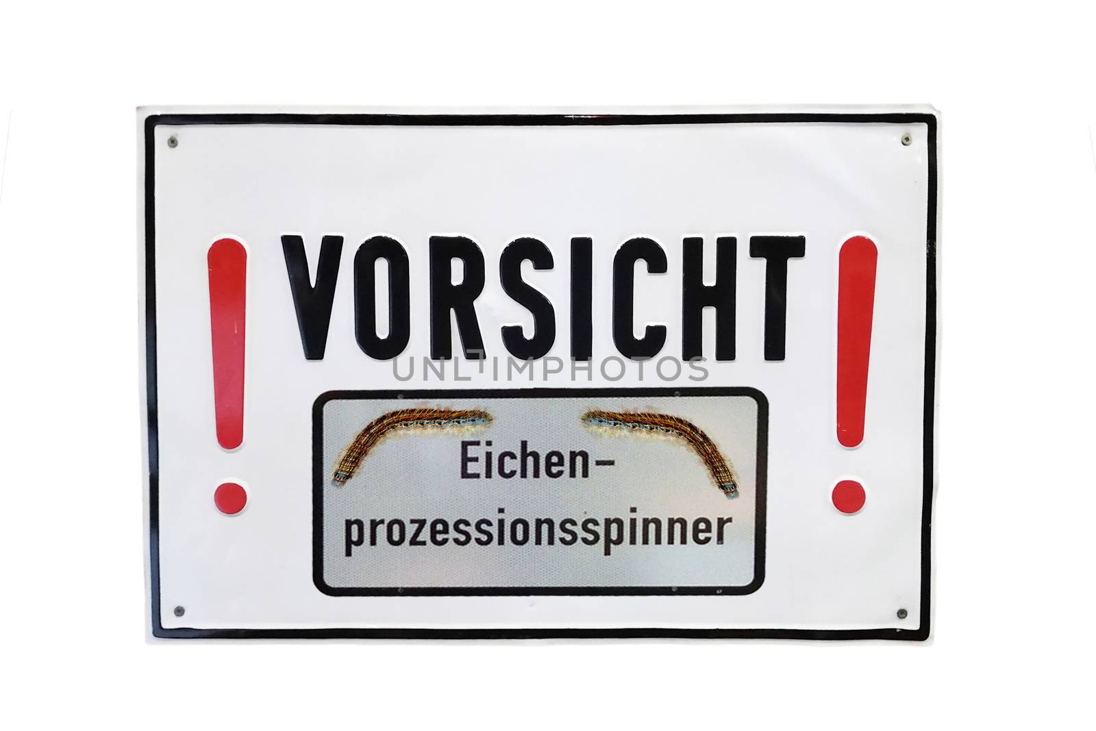 Warning sign with inscription in german - beware oak processionary moth