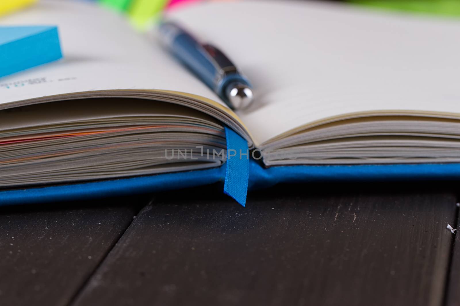 Planning your day, A day blank day planner with a blue pen