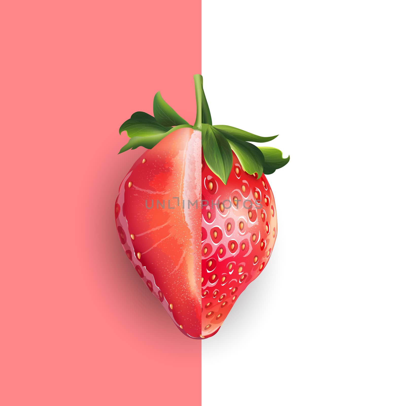 Strawberry and slice on a pink and white by ConceptCafe