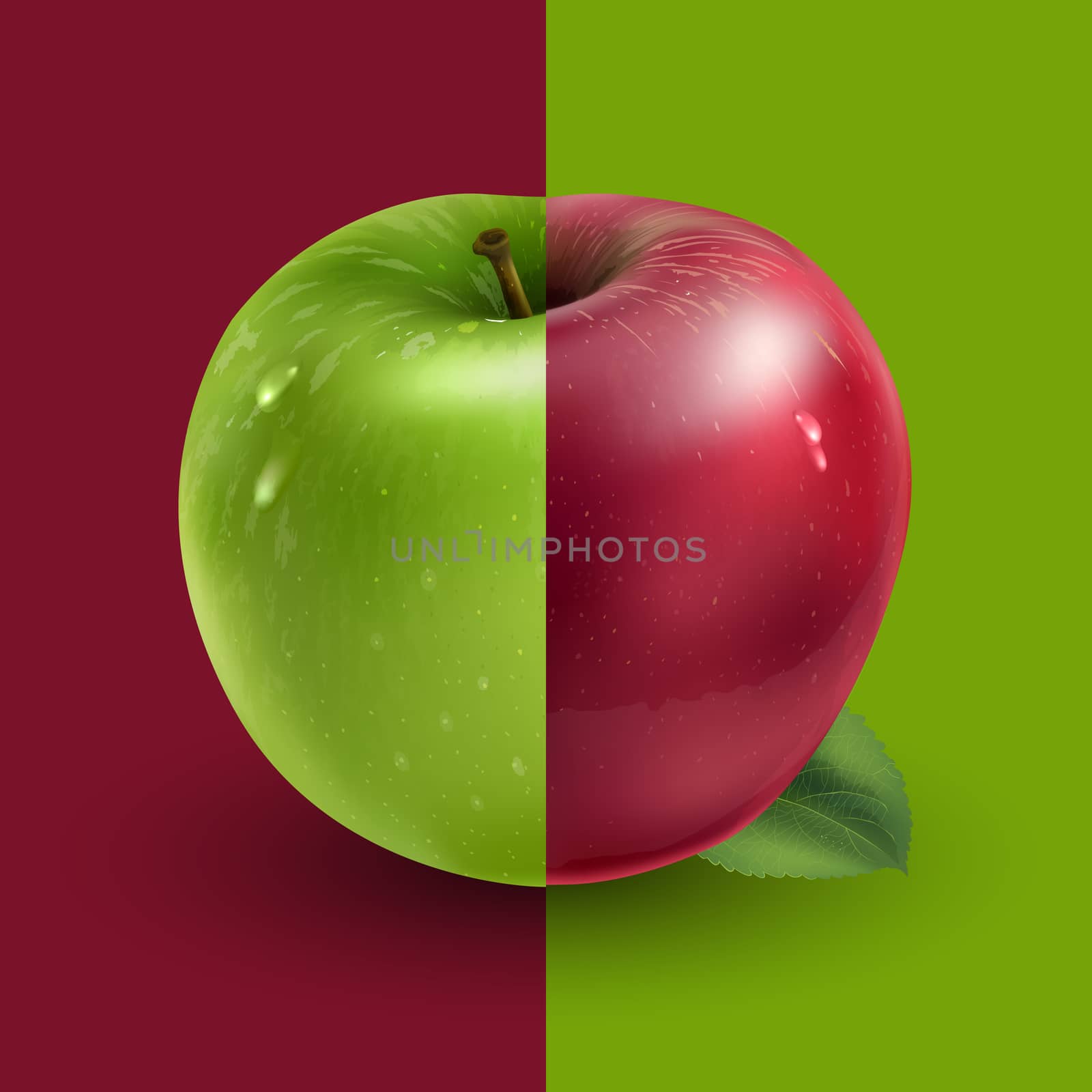 Green and red apples on a background.