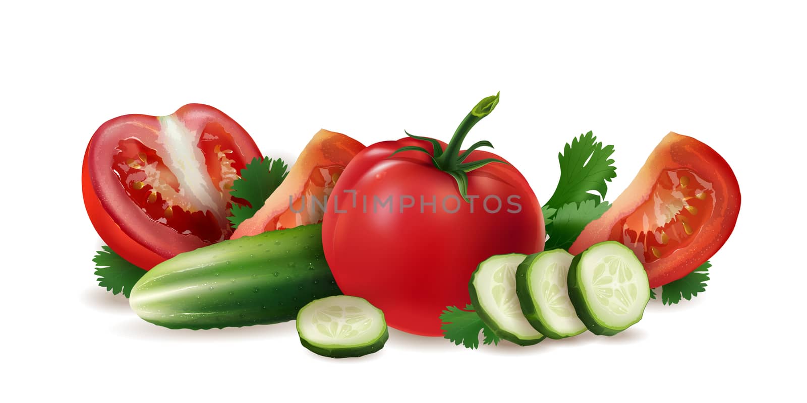 Tomatoes, cucumber and salad by ConceptCafe