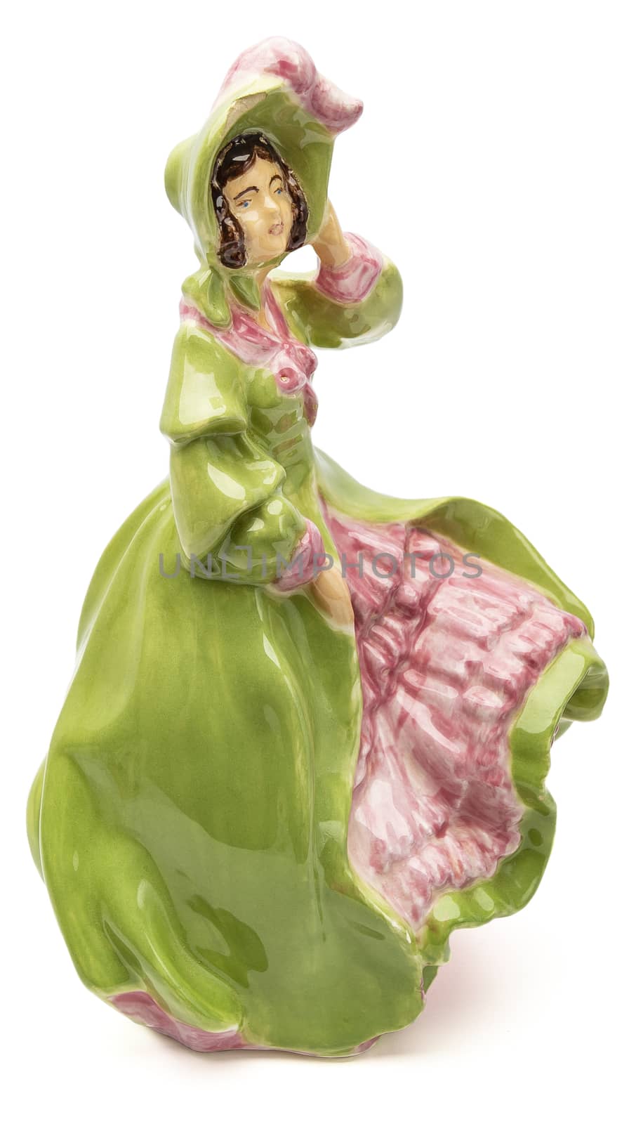 isolated porcelain figurine of a southern belle