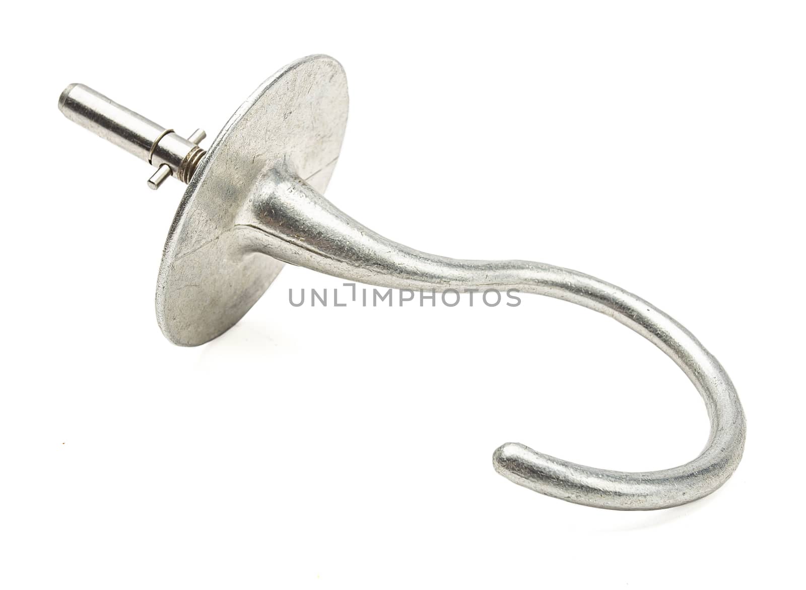 isolated vintage dough hook on a white background