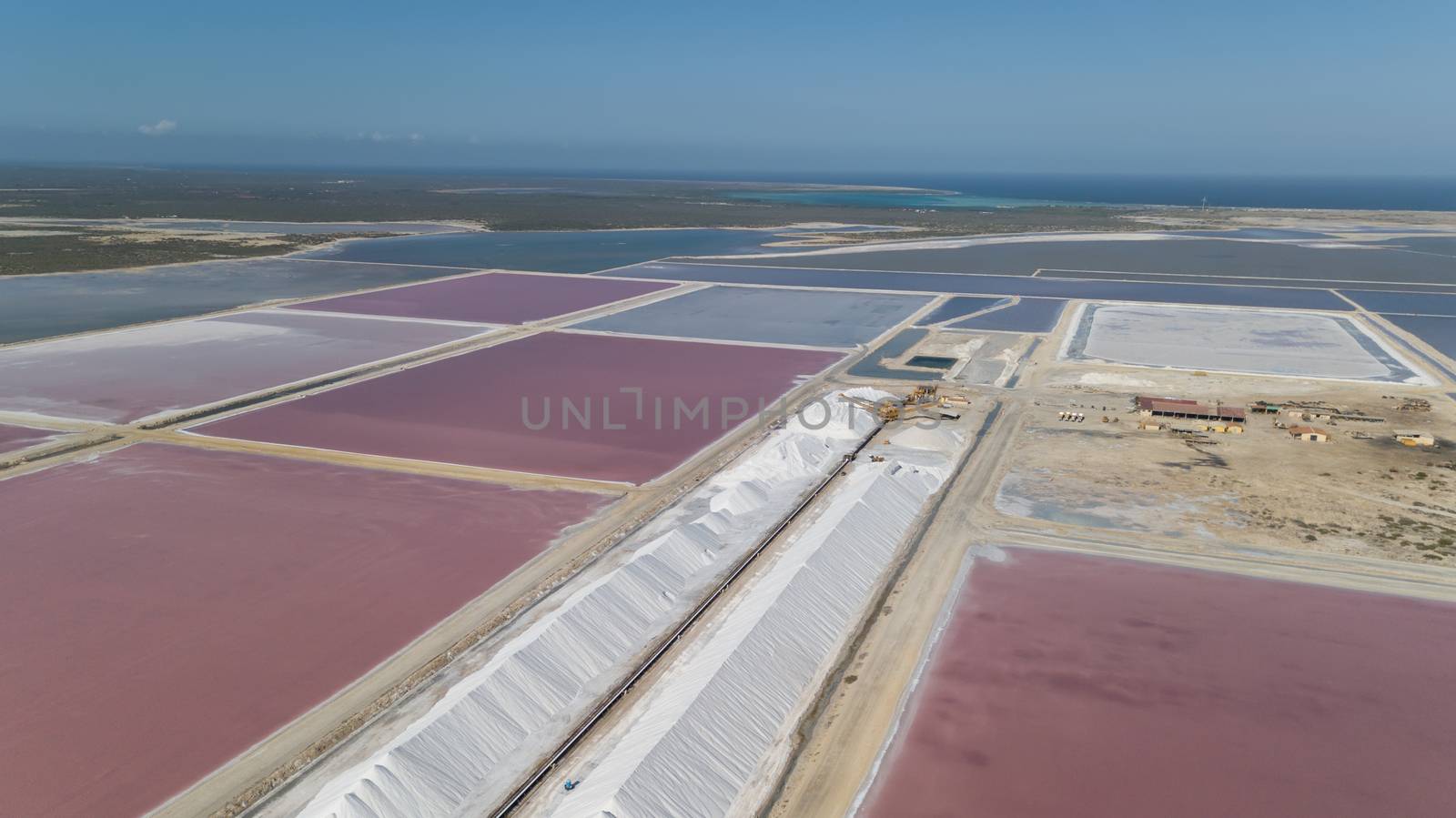 rose caribbean salt lake Bonaire island aerial drone top view by desant7474