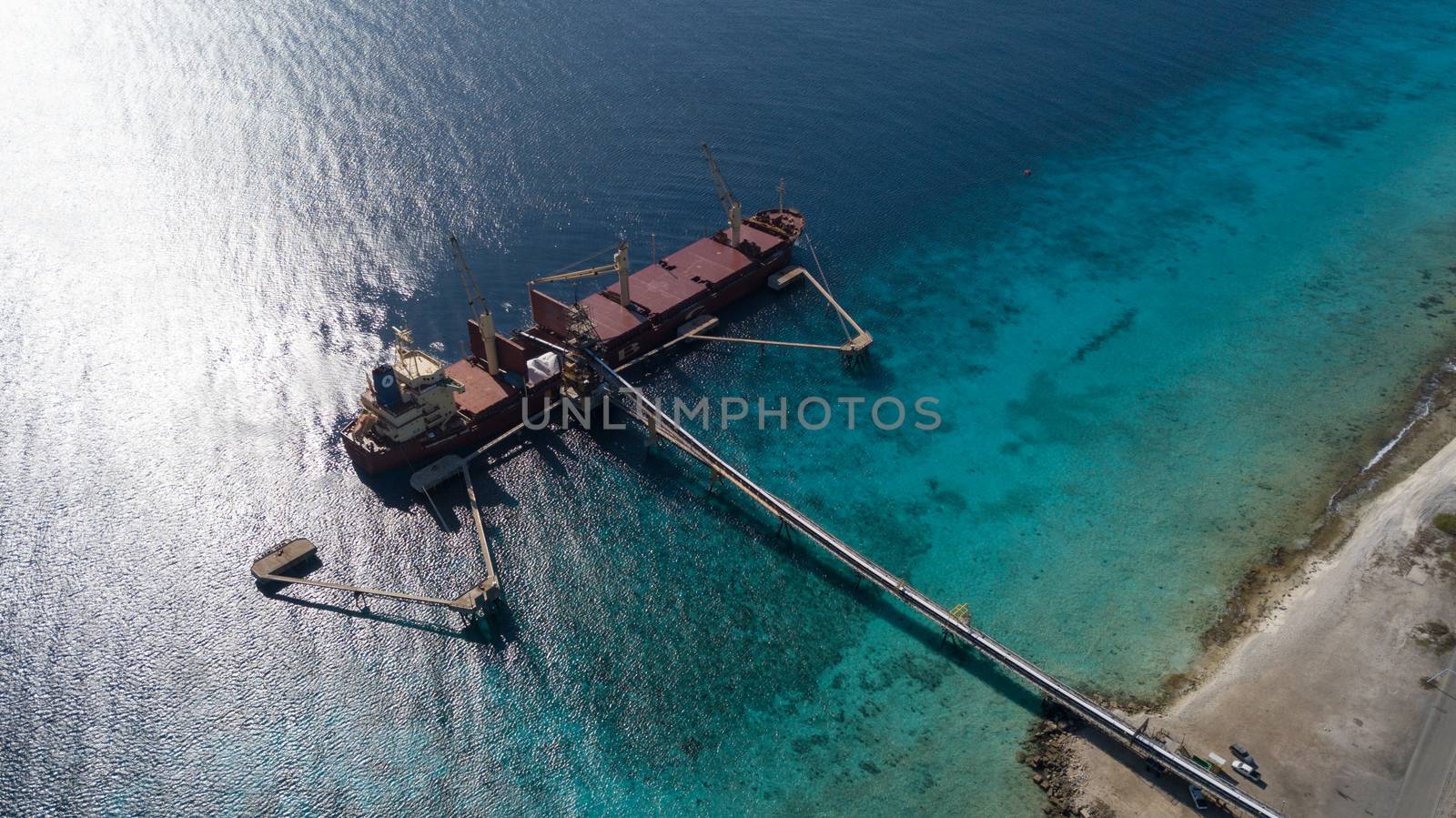 rose caribbean salt lake Bonaire island aerial drone top view