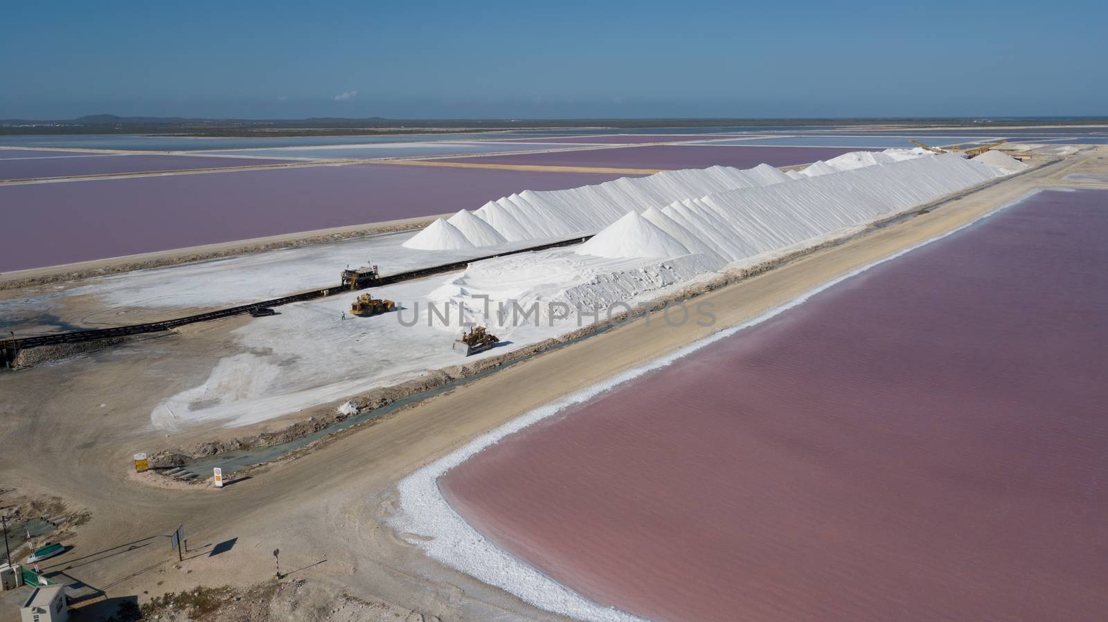 rose caribbean salt lake Bonaire island aerial drone top view by desant7474