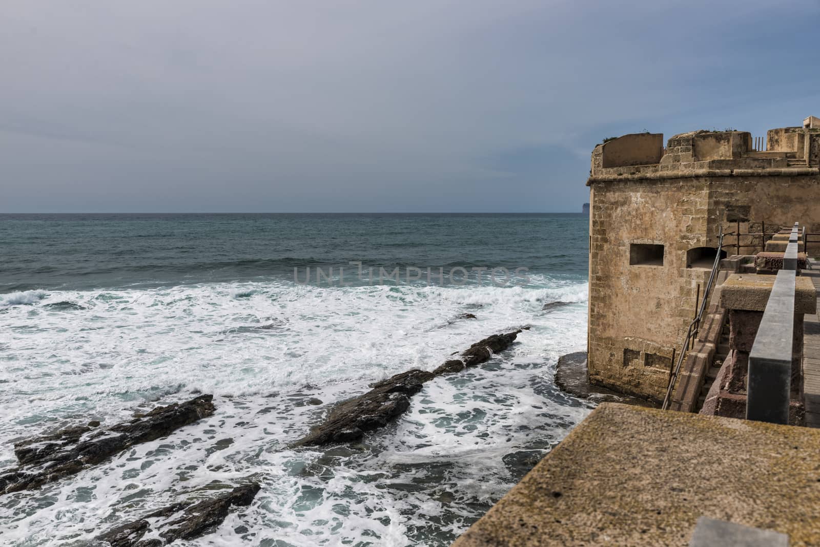 dark weather in alghero on the italian island of sardinia or sardegna