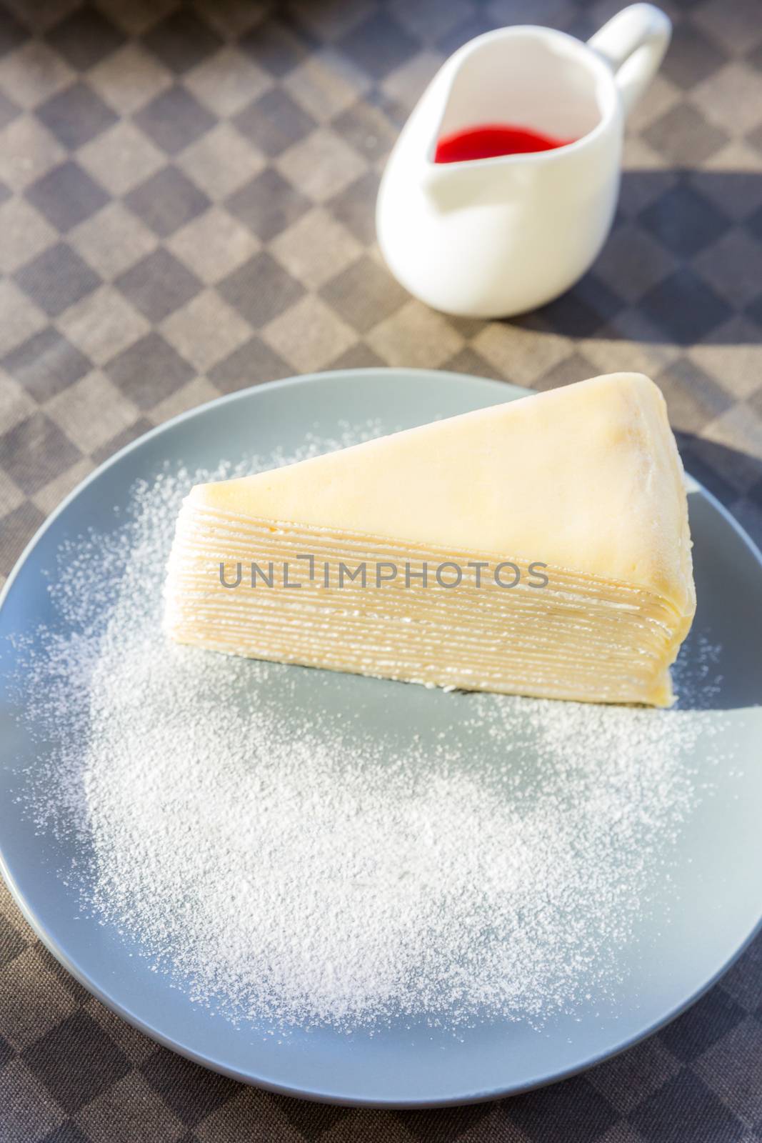 Strawberry crape cake with jam