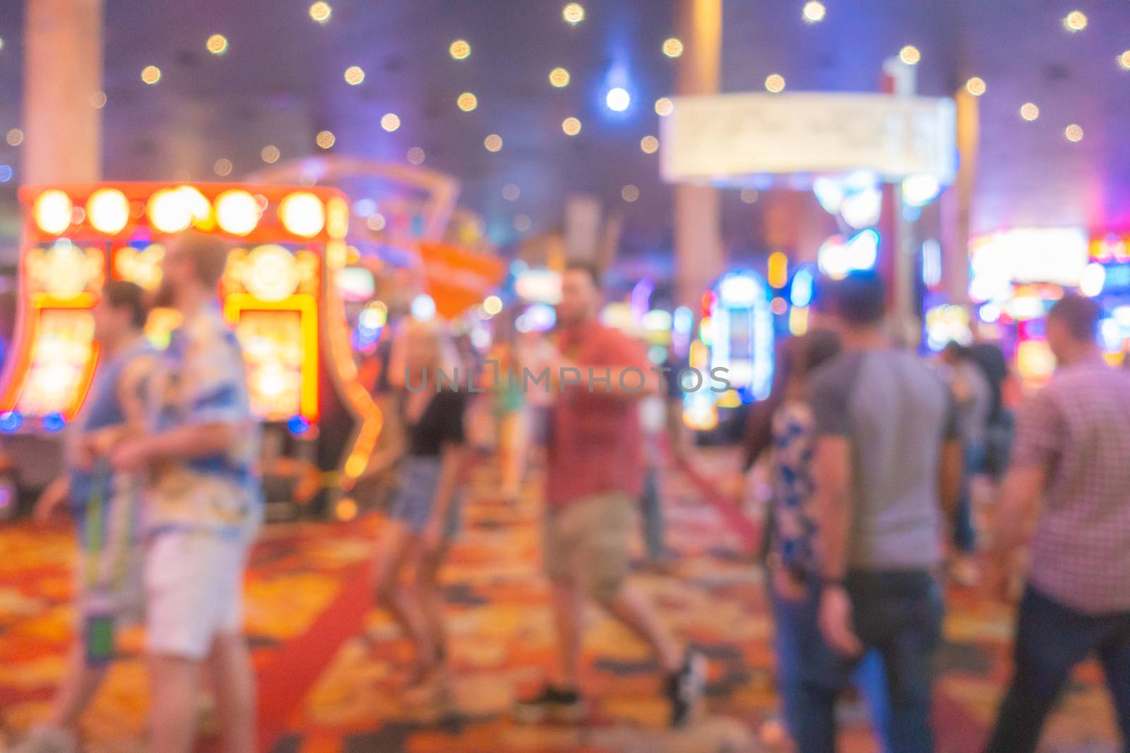 Abstract Blurred background of Casino in Las Vegas city in Nevada USA