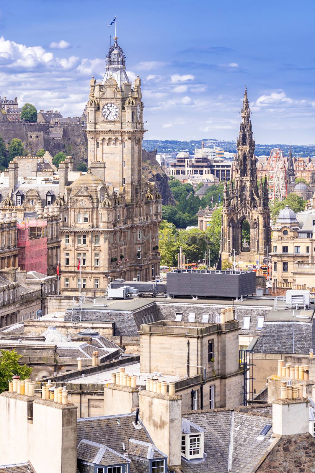 Edinburgh Castle with Cityscape from Calton Hill, Edinburgh, Scotland UK