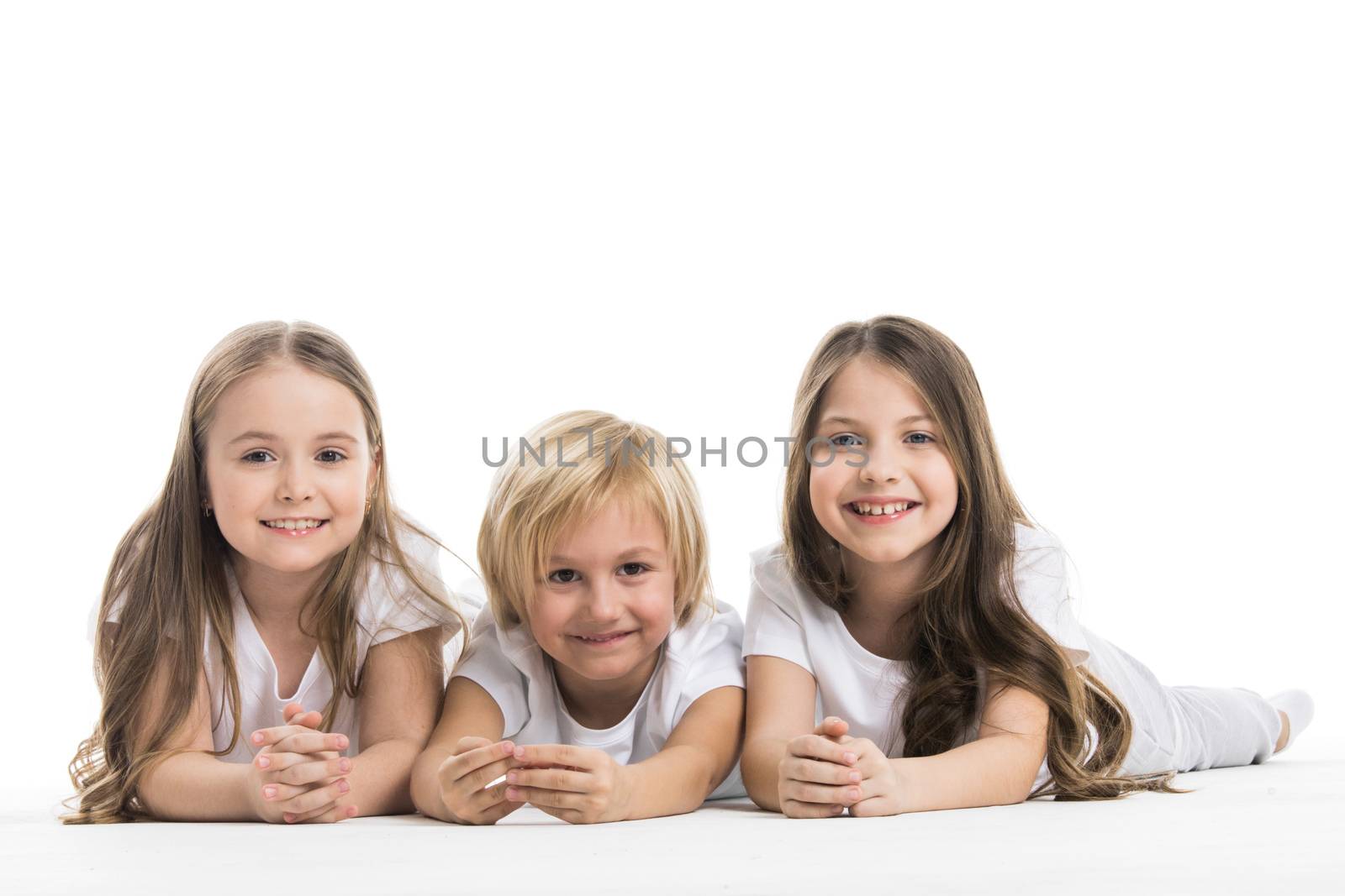 Happy children isolated on white by Yellowj