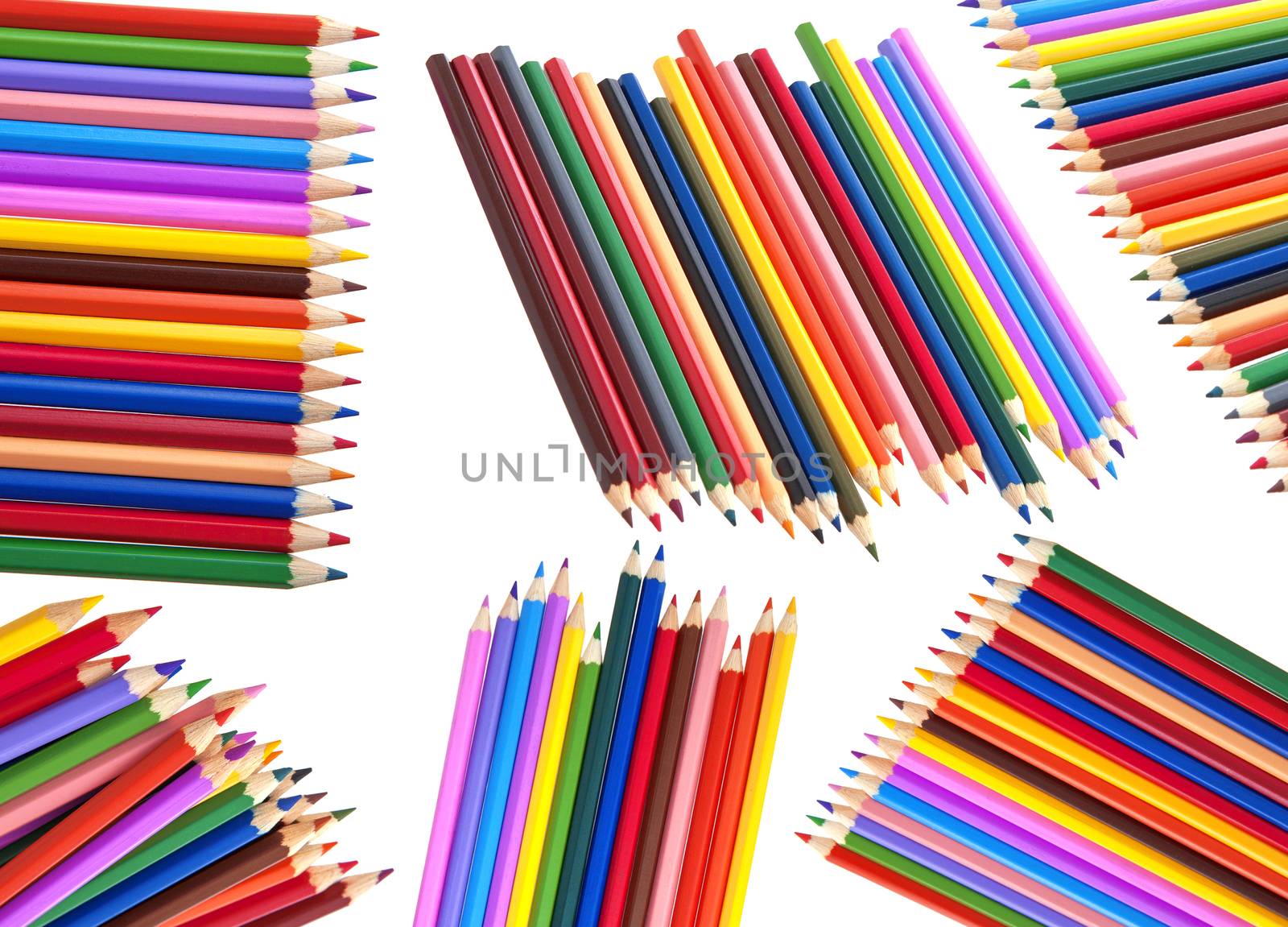Colored pencils collection isolated on white background