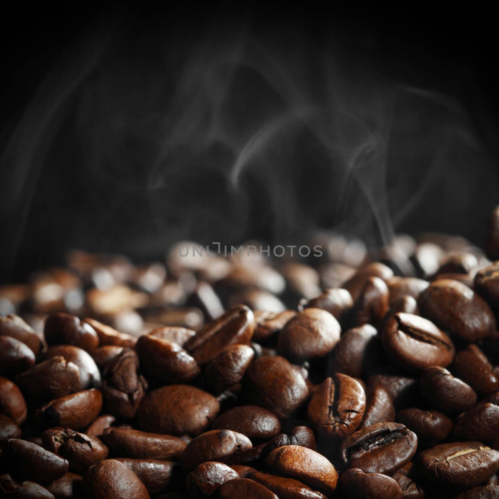 Hot roasted coffee beans by Yellowj