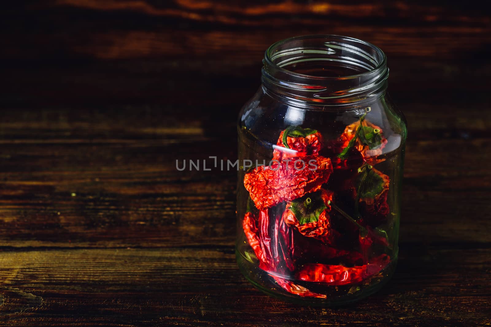 Jar of Dried Red Chilii Peppers. by Seva_blsv