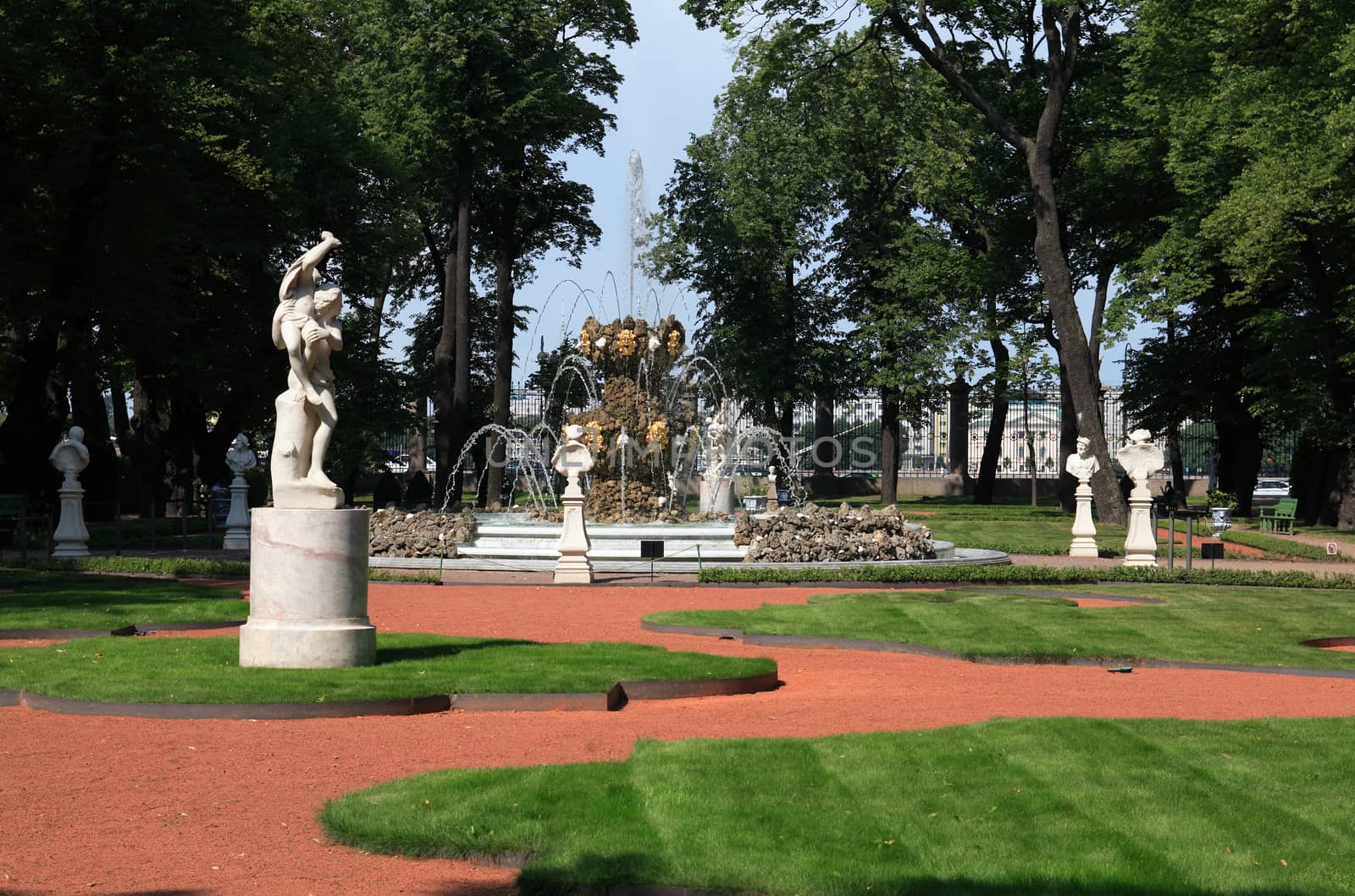 Nice fountain in famous Summer Garden. Saint Petersburg, Russia