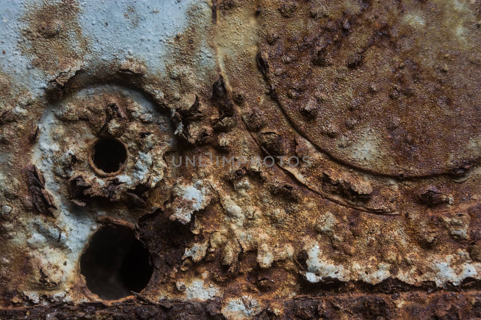 Iron texture with corrosion and hole in it. by Kinetoscope