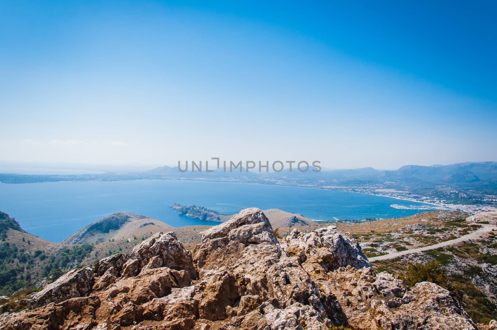 The imposing cliffs of Formentor cap in Majorca overlooking the Mediterranean Sea
