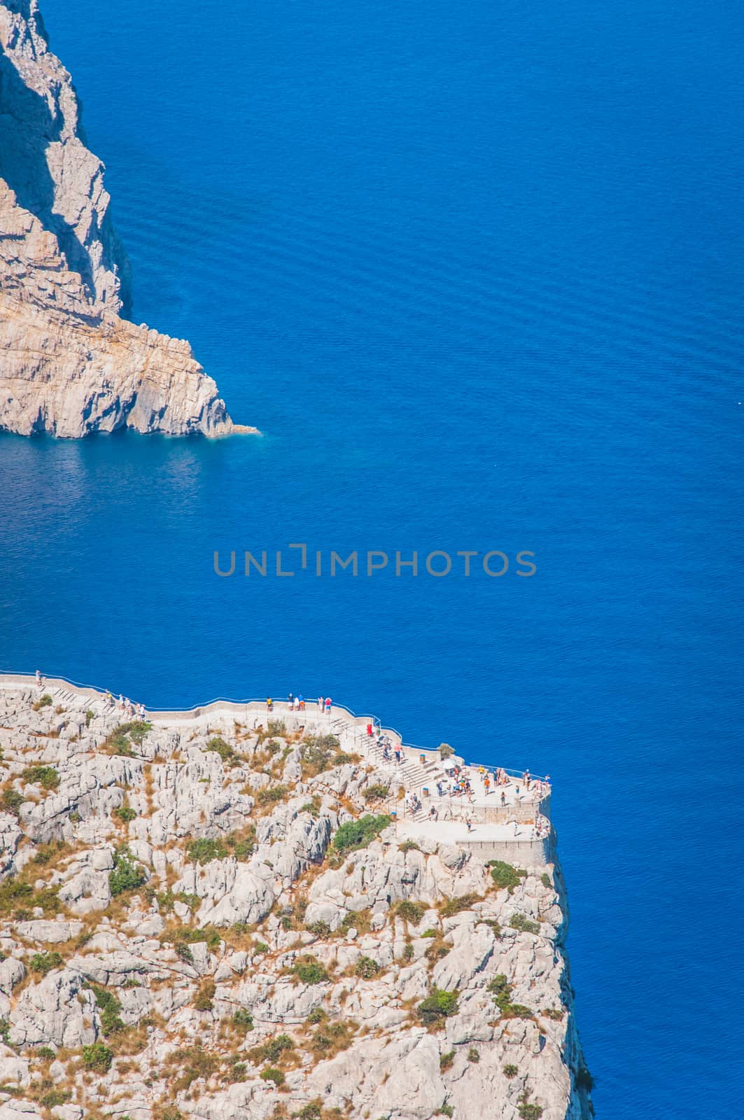 The imposing cliffs of Formentor cap in Majorca overlooking the Mediterranean Sea