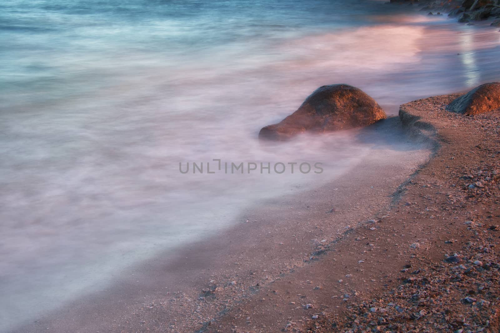 Beautiful Dramatic Beach Seascape during sunset at Chonburi,Thailand