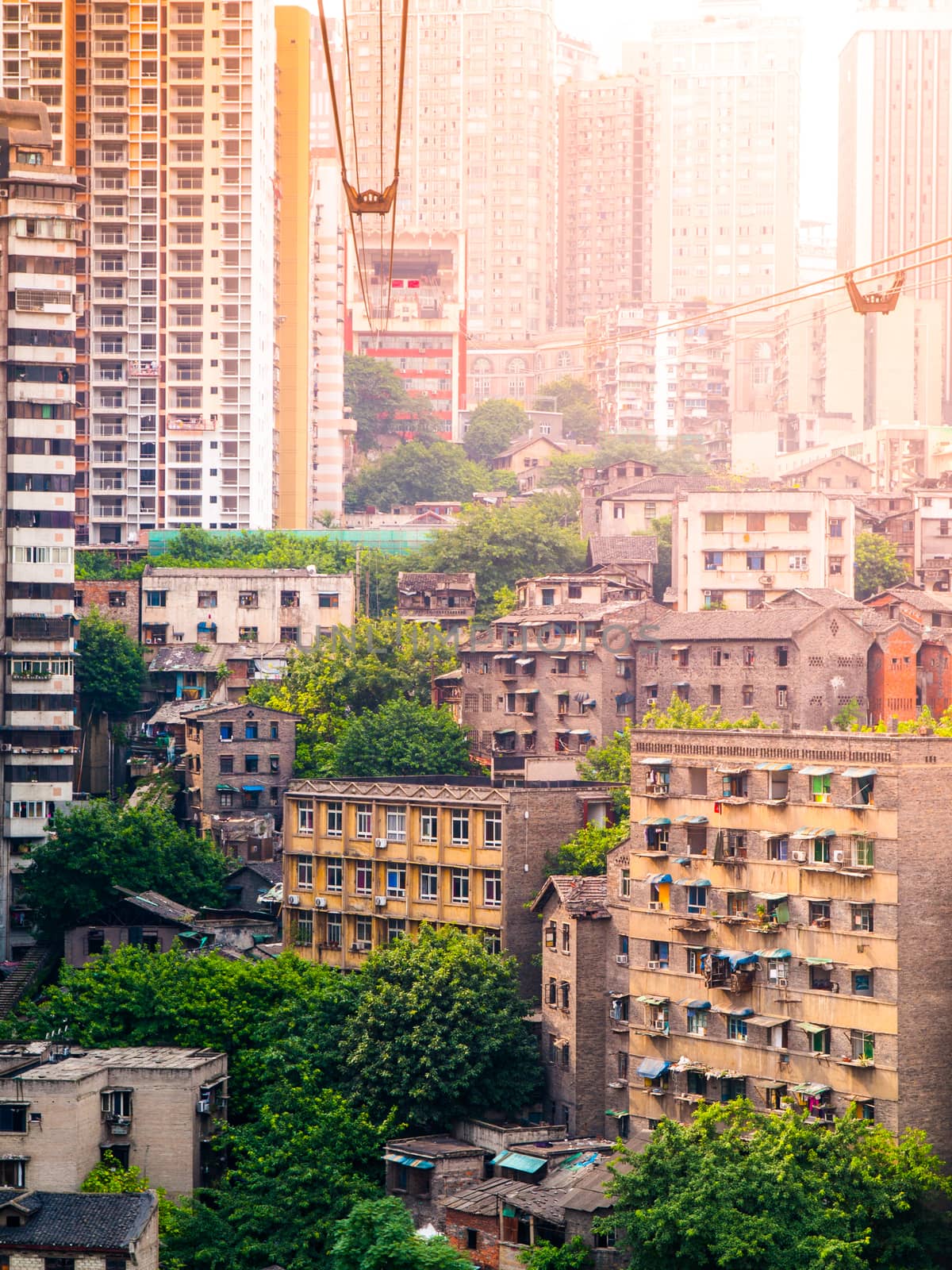 City cable car Chongqing, China. Urban cableway