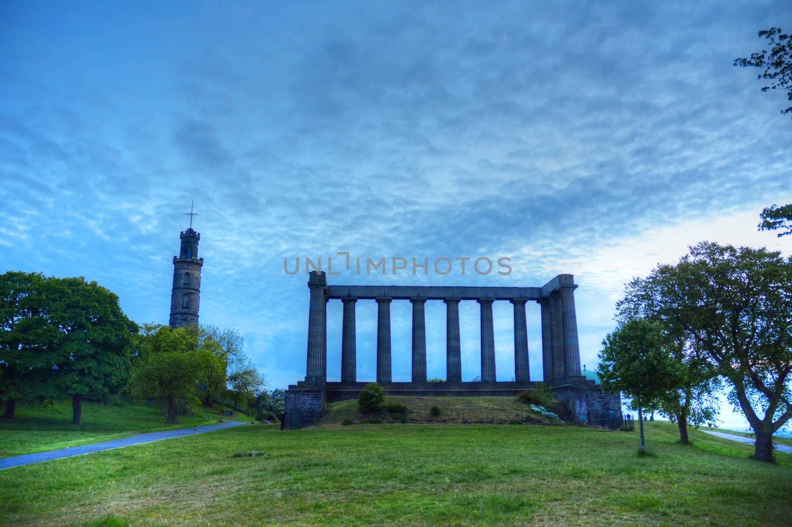 Calton Hill in Edinburgh, Scotland.