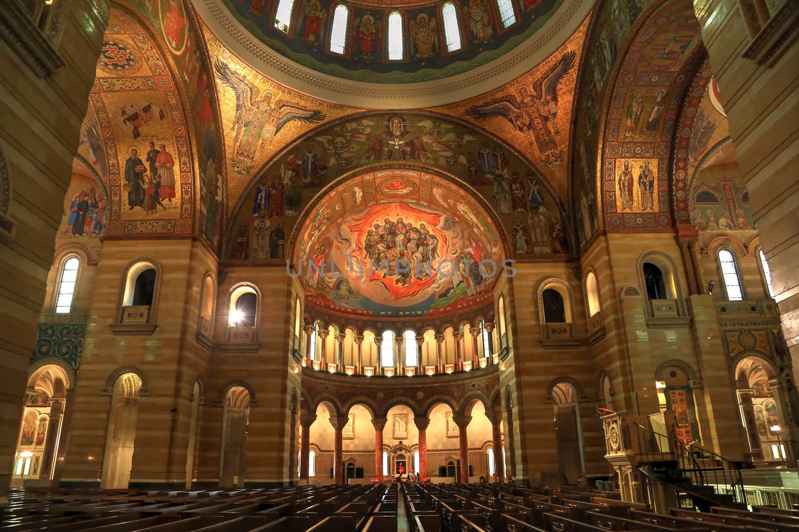 St. Louis, Missouri, USA - August 18, 2017: Sanctuary of the Cathedral Basilica of Saint Louis on Lindell Boulevard in St. Louis, Missouri.