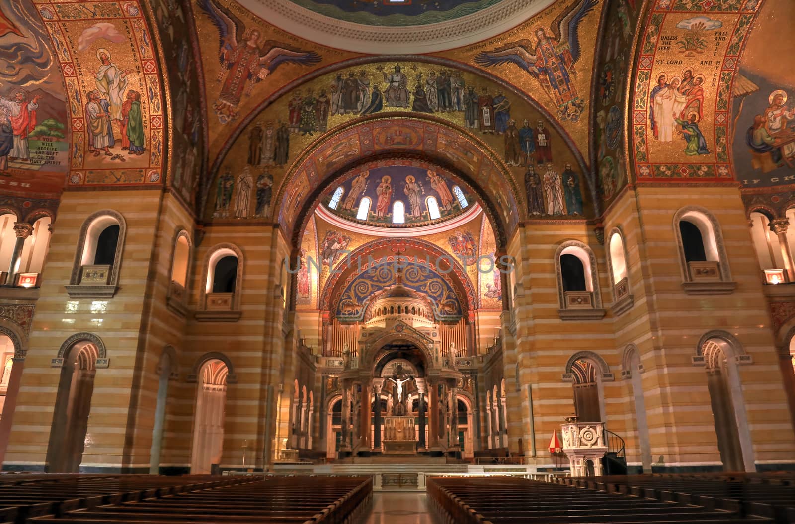 St. Louis, Missouri, USA - August 18, 2017: Sanctuary of the Cathedral Basilica of Saint Louis on Lindell Boulevard in St. Louis, Missouri.