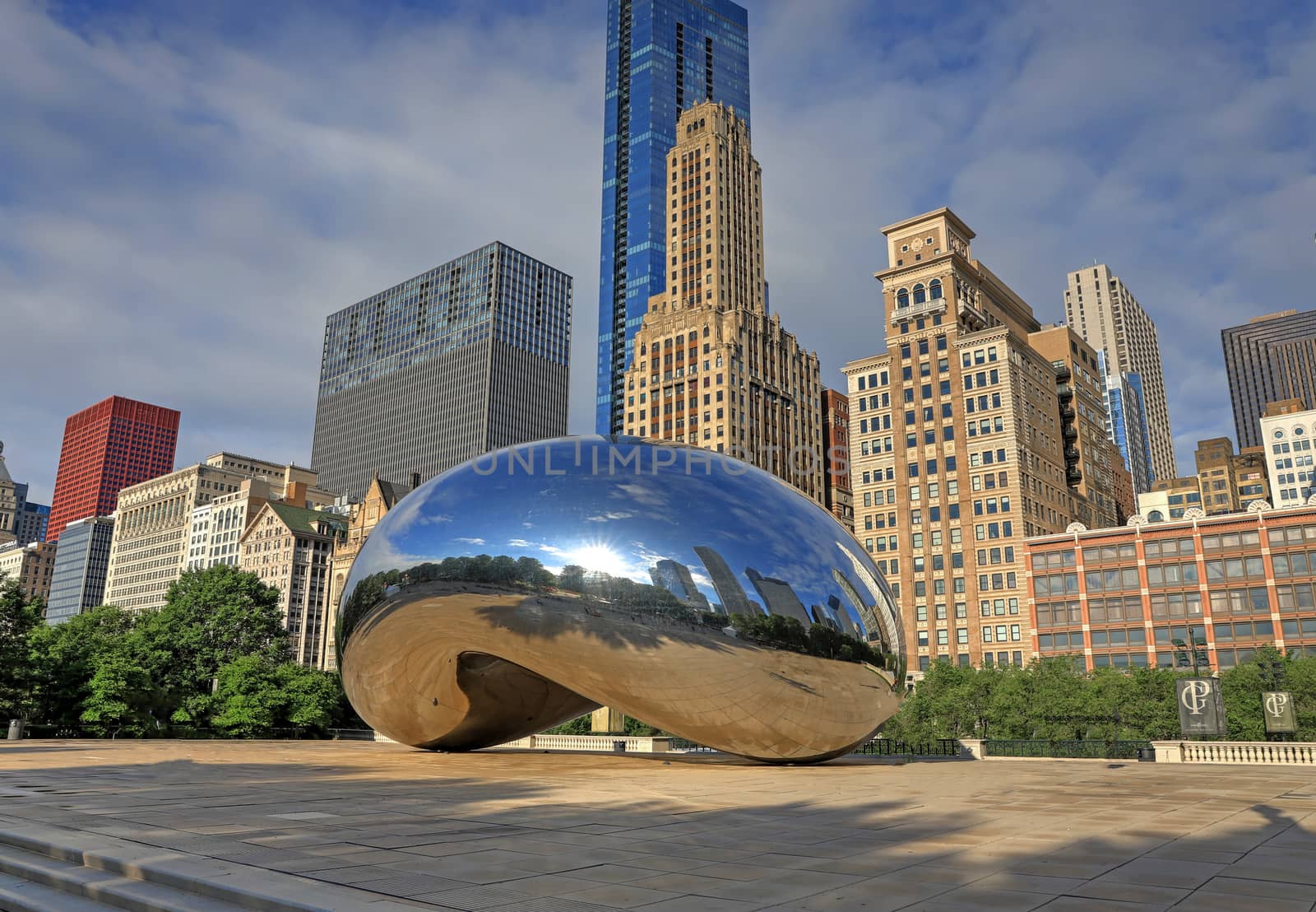 Chicago, Illinois, USA - June 23, 2018: The 'Cloud Gate' also known as 'The Bean' in Downtown Chicago.