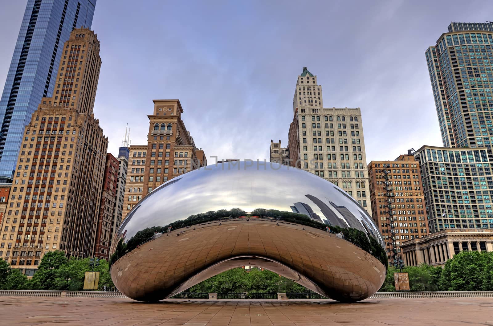 Chicago, Illinois, USA - June 23, 2018: The 'Cloud Gate' also known as 'The Bean' in Downtown Chicago.