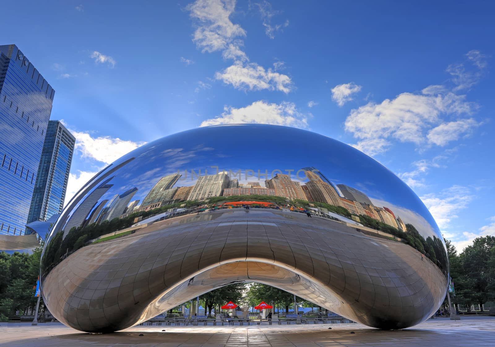 Chicago, Illinois, USA - June 23, 2018: The 'Cloud Gate' also known as 'The Bean' in Downtown Chicago.