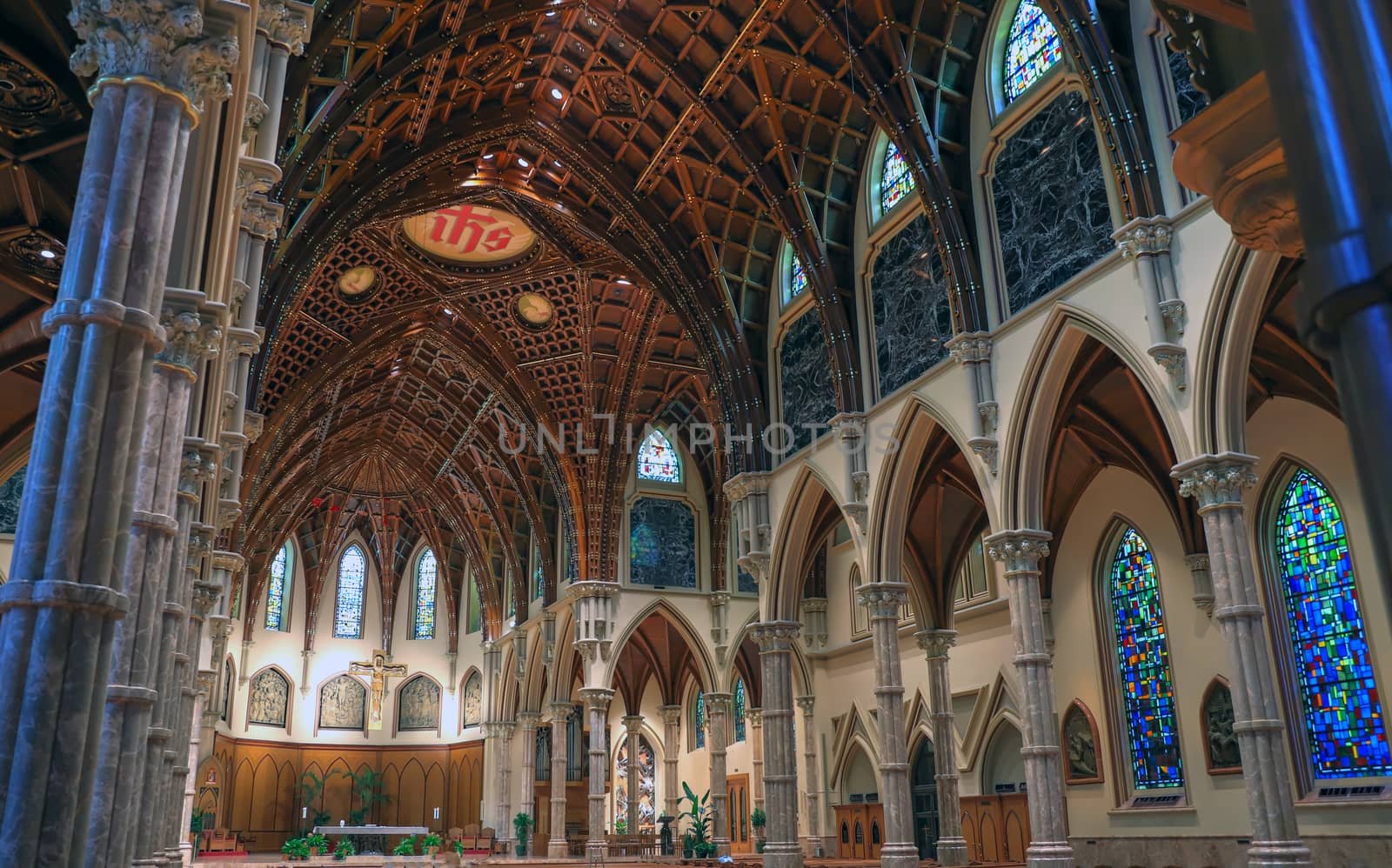 Chicago, Illinois, USA - June 22nd, 2018. The Holy Name Cathedral in Chicago, Illinois. It is the seat of the Archdiocese of Chicago, one of the largest Roman Catholic dioceses in the United States.