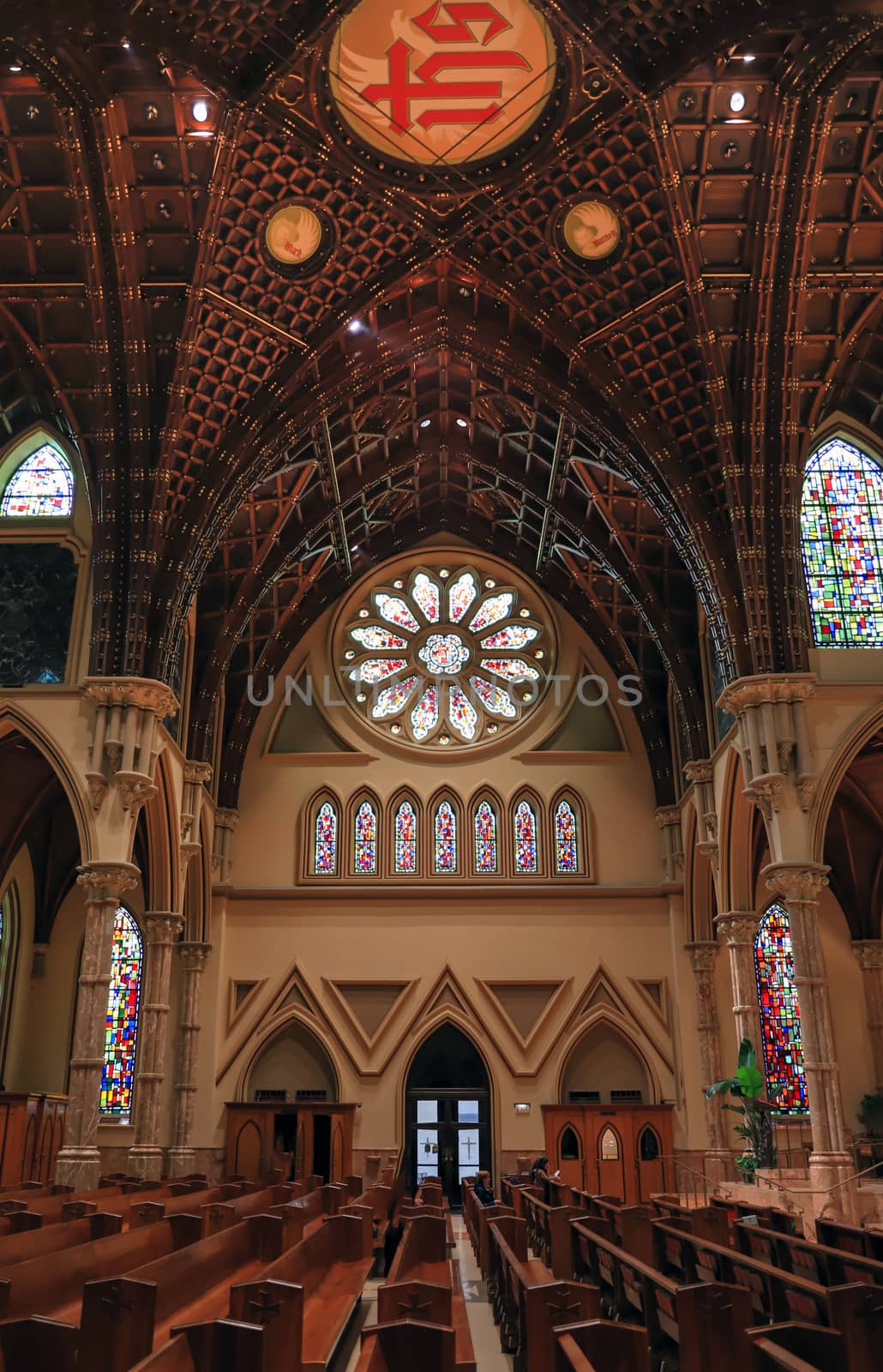 Chicago, Illinois, USA - June 22nd, 2018. The Holy Name Cathedral in Chicago, Illinois. It is the seat of the Archdiocese of Chicago, one of the largest Roman Catholic dioceses in the United States.