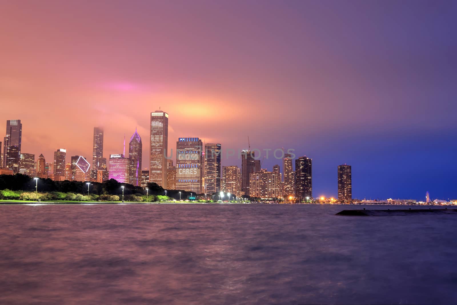 Chicago, Illinois skyline at night by jbyard22