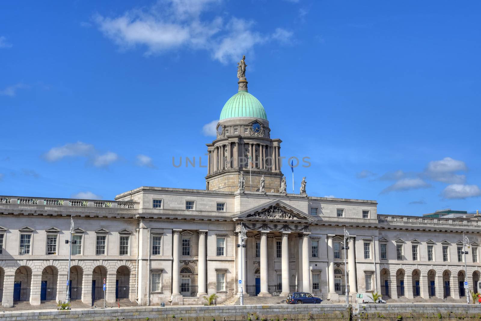 The Custom House across the River Liffey in Dublin, Ireland. 