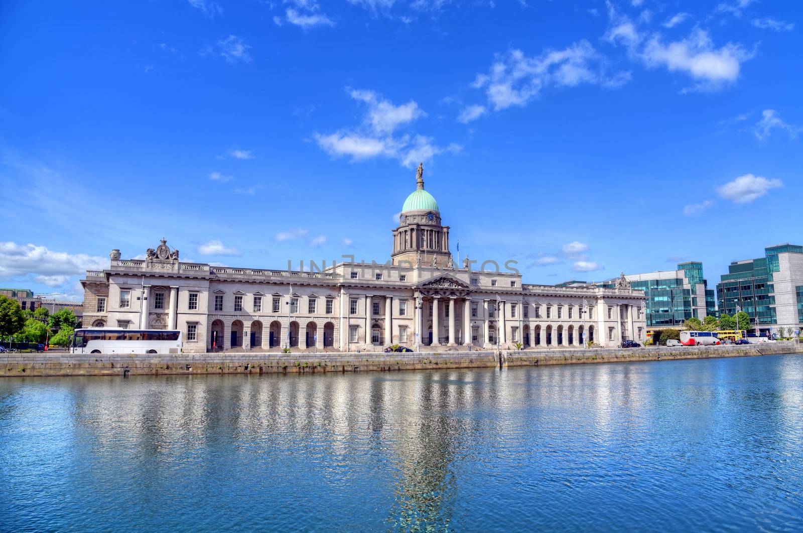 The Custom House across the River Liffey in Dublin, Ireland. 